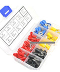 125 Pcs Copper Ring Terminal Crimp Kit Set With Pre Insulated Wire Connectors End Terminals Heavy Duty Electrical Connector Hardware Bundle For Fast And Secure Wiring Jobs At Home Or Shop., assorted color ring terminals in plastic organizer
