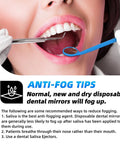 Disposable Dental Inspection Mirrors 40 Count With Anti Fog 6.3 Inch Handles Mouth Mirror For Teeth Check Oral Care Tools For Dentist Household And Home Use Four Color Set used in open mouth exam, blue mirror shown with anti-fog tips
