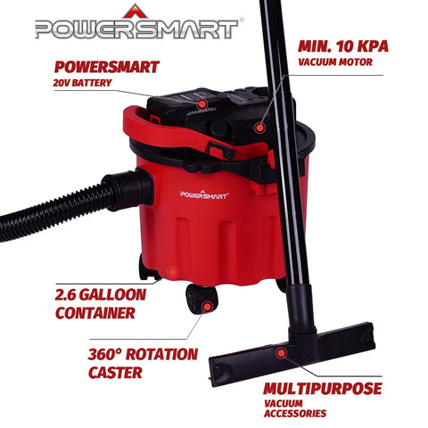 Cordless Shop Vac Wet And Dry 20V 4.0Ah Battery And Charger Included 2.6 Gallon Wet Dry Vacuum Cleaner With Blower Function