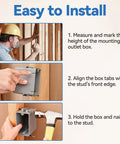 Single Gang Electrical Box For New Work 22 Cu In UL Listed Fire Rated 2 Hour Open Wall Mount 6 Pack Secure Wiring Solution For Construction Projects Today, installer marking and nailing box to stud