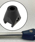 One Pack Rock Solid Conveyor Guide Rail Rod End Clamp No Sweat Swapping Fits 1/2 And 5/8 Inch Rods Compatible With Valu Guide Replaces VG-020-01 close-up view with a nylon body and rod fitting.