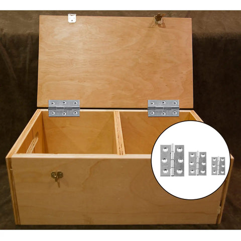 Straight Up Premium Stainless Steel Folding Butt Hinges For Cabinets, Silver Brushed Finish with smooth motion on wooden box lid.