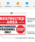 Straight Up Tough Restricted Area Sign Authorized Personnel Only Do Not Enter Safety Plaque, 10x7 inch aluminum for outdoor use.