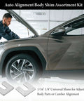 Mechanic using 40 Piece Auto Body And Fender Alignment Shim Kit With One Sixteenth Inch And One Eighth Inch Thick Shims for car repair