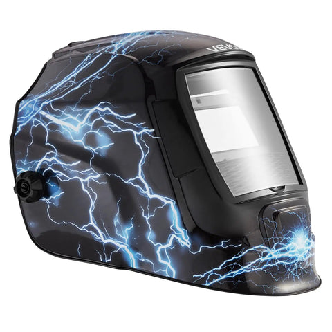 Auto Darkening Welding Helmet With Big 4.25 By 3.23 Inch View, True Color Lens, solar powered, side view screen, lightning design