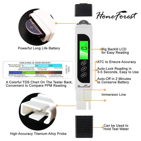 Top Rated Digital TDS Meter Water Tester With EC And Temperature Readouts In F And C For Drinking Water RO And DI Systems Aquariums Titanium Probe 0 To 9990 Ppm Ultra Accurate And Reliable