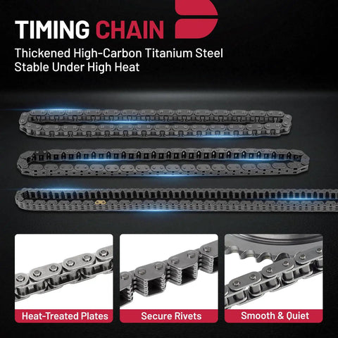 4.3L V6 Engine Timing Chain Kit With Sprocket For Chevy And GMC Trucks And Vans 1999 To 2003 highlighting chain features