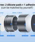 Free: 2 silicone pads and 1 adhesive with adjustable threads and alloy material for Heavy Duty Adjustable Metal Microwave Riser And Air Fryer Stand Elevators.