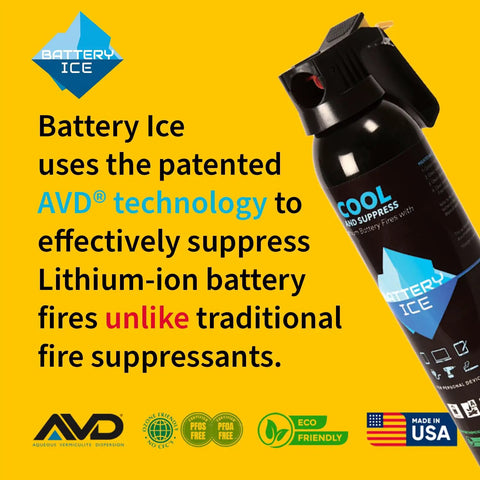 Lithium-Ion Fire Suppressant Aerosol With Patented AVD Technology For Home Garage And Office, Go-To Compact Spray can