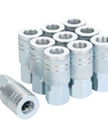 Go-To 1/4 Inch Air Hose Fittings Set With Industrial M-Type Coupler, 1/4 Inch NPT Threads, Steel Construction, 10-Piece