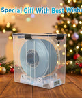 Dual Outlet Filament Storage Box With Airtight Seal, Ball Bearing Spool Holder, shown in festive holiday setting