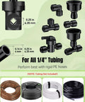 44 Piece Quick Connect Drip Irrigation Fittings Kit showing connectors and tubing compatibility