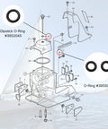 Diagram showing Dipstick And Drain Plug Seal O Ring Kit For Volvo Penta DP SX Lower Unit Gear Oil Change Compatible With OEM 3852045 3855081