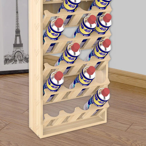 Six Tier Wall Mount Spray Paint Can Rack Organizer For Garage And Workshop Holds 24 Cans With Easy Access Space Saving Storage Shelf
