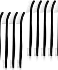 Grime Busting All Purpose Double Ended Cleaning Brushes Set With Nylon Bristles showing nine black brushes with white bristles