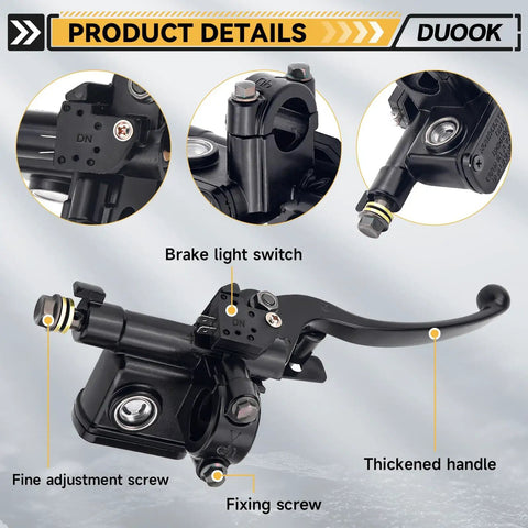 Seven Eighth Inch Universal Left Hydraulic Brake Lever Master Cylinder For 50cc To 250cc Scooters ATVs Dirt Bikes And Quads Beefy Aluminum Alloy Replacement Part Taotao Compatible