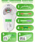 6 In 1 Soil Tester With Three Probes For Moisture, PH, Fertility, Sunlight, Temperature And Humidity displaying measurements