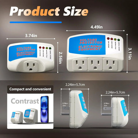 Three Outlet Surge Protector Power Strip For Home Appliances With Voltage Protector And Brownout Shield 1875 Watts 120 Volt 15 Amp
