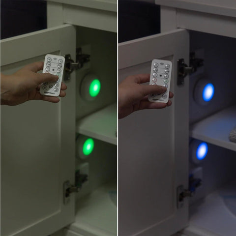 Color Changing LED Puck Lights Battery Operated With IR Remote 40 Lumens Under Cabinet Lighting And Closet Lighting Wireless Stick