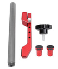 Heavy Duty 20mm Bench Dog Clamp with aluminum body and components for woodworking, shown with three adjustable settings and lever system