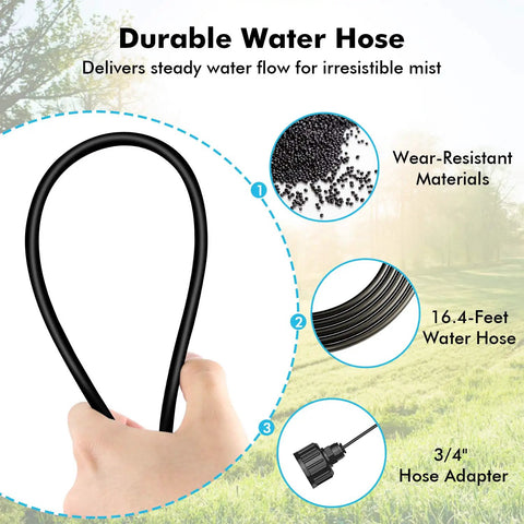Outdoor Misting Fan Kit With 16.4 Ft Mist Hose For Patio And Backyard Cooling Portable Water Mister System With Independent Valve
