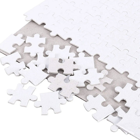 Blank Sublimation Jigsaw Puzzle Set 45 Pieces 8 By 11 Inches Heat Press Ready For DIY Projects Weddings Decor Family Activities Create Your Own Puzzles With High Quality Sublimation Blanks DIY Vibes. Close-up view showing puzzle pieces.