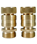 Leak-Free Three-Quarter Inch Snap-On Garden Hose Fittings 2 Pack, Solid Brass Quick-Connect Adapters front view