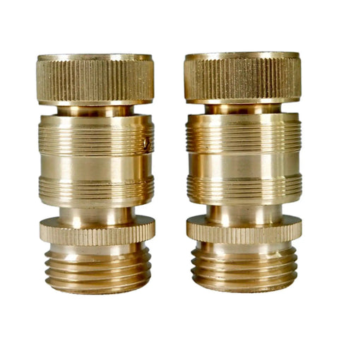 Leak-Free Three-Quarter Inch Snap-On Garden Hose Fittings 2 Pack, Solid Brass Quick-Connect Adapters front view