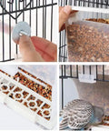 Zero Mess Parrot Automatic Feeder For Budgerigars And Canaries With Screw Fixed Cage Mount, seed dispenser with attached perch.