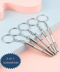 Compact 3-In-1 Glasses Repair Kit With Flat Head Phillips And Hex Bits On A Keyring For Sunglasses And Small Electronics
