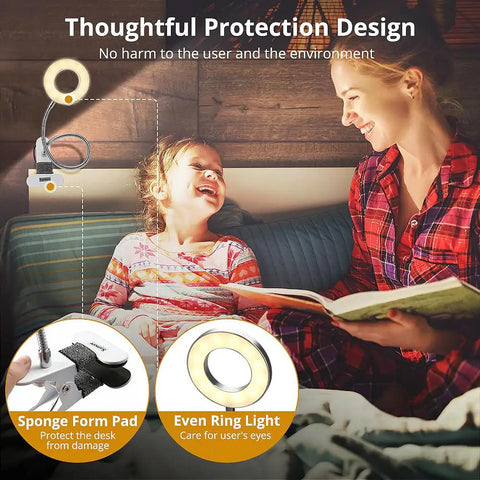 Clip On LED Desk Light With Clamp And Flexible Gooseneck 3 Color Modes And 10 Brightness Levels Perfect Reading Light features