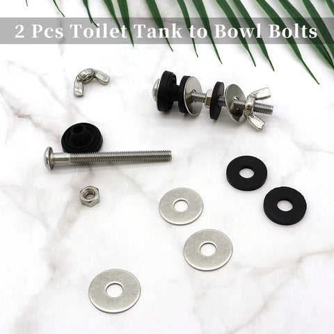 Universal Toilet Tank To Bowl Bolts Kit With Heavy Duty Stainless Steel Bolts Waterproof Rubber Gaskets And Washers Extra Long Nuts