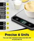 Digital Kitchen Scale 10kg 22lb With Tare And 1g Resolution, Six Units Including G Kg Lb Oz Ml Milk Ml with tare and bowl