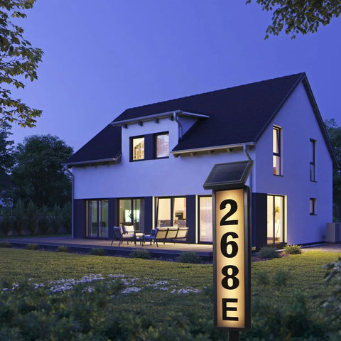 Solar Address Sign Lighted Outdoor House Numbers Plaque Waterproof No Fuss Setup for House Yard Garden Easily Visible