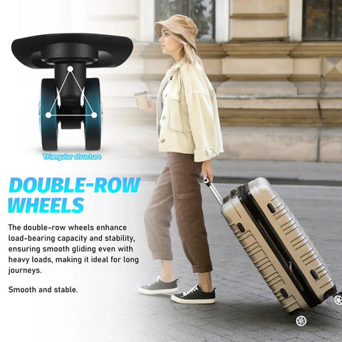 Premium 4 Piece Swivel Replacement Suitcase Wheels With Double Row Build And Smooth TPE Bearings Setup For Easy Luggage Roller Overhauls wheel set on suitcase