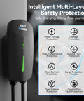 Level 2 EV Charger For Home Use 40 Amp Fast Charging 9.6kW 240V With safety protection features displayed