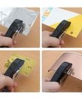 Handheld 8mm Hole Paper Punch used on various materials, ergonomic all-metal design for office, home, school use, punches up to 25 sheets.