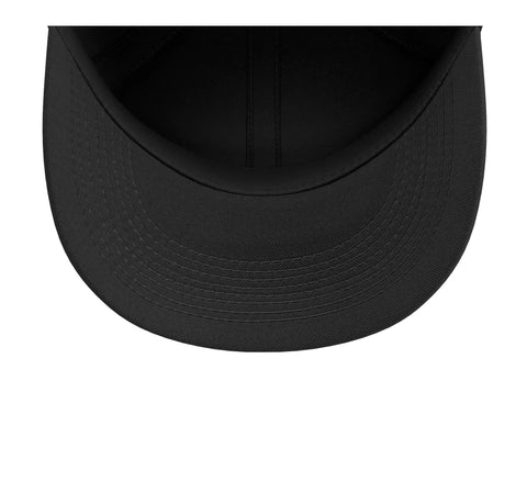 Cool Black Adjustable Baseball Hat For Machinists And CNC Pros Featuring Vise Gauge Square Printed Design view from above showing the inside.