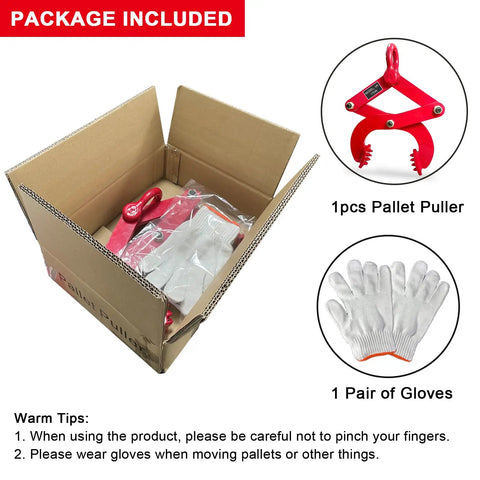 Heavy Duty Pallet Puller Clamp With 6614 Lbs Capacity Steel Single Scissor Grabber For Pulling Pallets Wood And More Extra Wide 8 Inch Jaw Opening Fast Offloading And Safer Handling, packaged with gloves