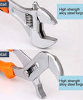 Close-up of pliers with non-slip PVC handle from 19 In 1 Precision Hardware Kit For DIY Home Projects With Screwdrivers Wrenches Hammer Pliers And More Non Slip PVC Handles High Carbon Steel Tools For Auto Repair Woodworking And Everyday Maintenance.