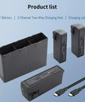 3 Pack Avata 2 Battery Set With 2150mAh High Capacity And Upgraded Two Way Three Channel Charging Hub For Avata 2 Drone