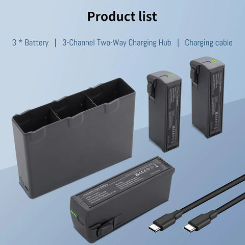 3 Pack Avata 2 Battery Set With 2150mAh High Capacity And Upgraded Two Way Three Channel Charging Hub For Avata 2 Drone