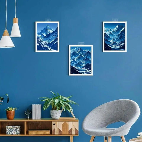 Room with artwork hung using heavy duty adhesive hooks 2 in 1 no drill wall mount shelf hangers screw free sticker.