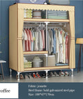 Heavy Duty Portable Hanging Closet Wardrobe With Thickened Steel Pipes And No Fuss Assembly For Roomy Apparel Organization In Tight Spaces Built To Last Rack displaying neatly arranged clothes and towels.