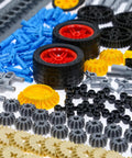 844 Piece Technic Parts Kit With Pins Gears Axles And Differential Engine For MOC Building And Custom Bricks, parts close-up