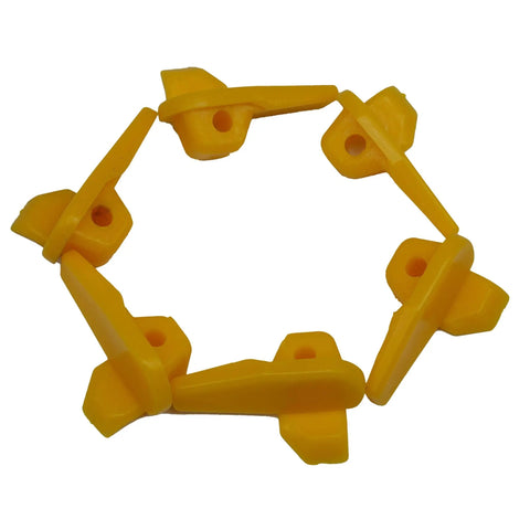 Tire Changer Nylon Insert Kit For Mount Duck Head Rim Edge Protection, shown as six pairs of yellow nylon inserts