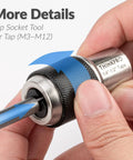 Ratcheting Tap Socket Set Two Pack With Adjustable Jaws For Tight Spaces Three Eighths Inch Drive Tap Holder in use