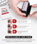 Instructions for refilling Game Changer Self Inking Rubber Stamp With Fast Drying Red Ink For Business Checkout And Mailroom Tasks.