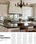Modern kitchen with Beveled Silver Mirror Subway Backsplash Tiles for Kitchen and Bathroom, 3x6 Inch, reflecting light.