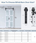 42 By 84 Inch Bifold Barn Door With Hardware Kit Solid MDF Slab Covered With Waterproof PVC Surface Frosted Glass Panel Space Saving Sliding Door For Bathrooms Bedrooms Laundry Rooms And Kitchens Assembly Required installation guide.